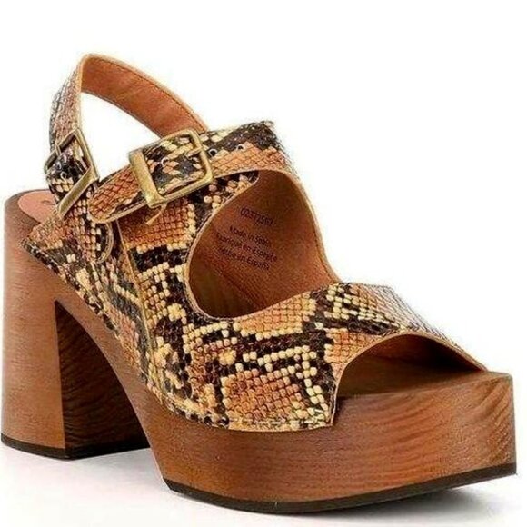New FREE PEOPLE Belem Clogs Snake Print Chunky Platform Sandal 8.5 MSRP $168 - Picture 1 of 8